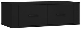 Mobile Porta TV Sospeso Nero 80x36x25 cm in Legno Multistrato