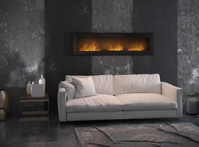 Camino a Bioetanolo da Parete/Incasso 180x49 cm Frame 1800 Nero con Vetro...