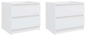 Comodini 2 Pz Bianchi 50x39x43,5 Cm İn Legno Multistrato /