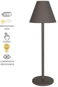 Lampada da Tavolo LED Ricaricabile, Touch Luce Calda Dimmerabile per Casa, Bar, Pub, Ristoranti - Tortora