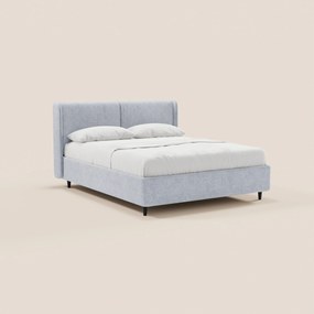 VALKIRIA letto di design con vano contenitore e testiera avvolgente - 2 cuscini imbottiti e tessuto Oeko-Tex®
