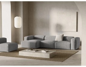 Divano angolare grigio chiaro (con penisola a sinistra/con chaise lounge) con rivestimento in velluto a coste Bergamo – Cosmopolitan Design