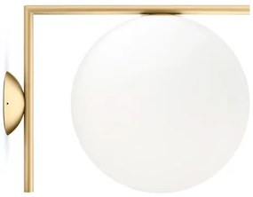 Flos IC Lights Ceiling/Wall 2 Lampada 30 cm da parete/soffitto a luce diffusa in vetro opalino bianco e ottone spazzolato