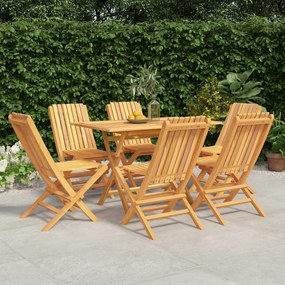 Set Da Pranzo Da Giardino 7 Pz İn Legno Massello Di Teak /
