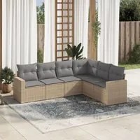 Set Divano da Giardino 6 pz con Cuscini Beige in Polyrattancod mxl 113509