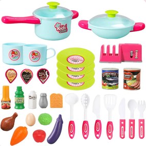 Cucina Giocattolo Bambini con Luci e Suoni 34 Accessori Gioco 87x78x29cm Rosa...