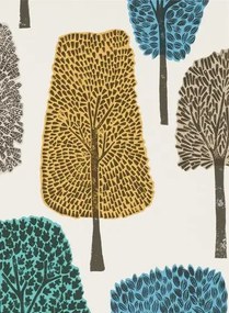 Baumtapete Cedar von Scion - Almond/ Cobalt/ Midnight