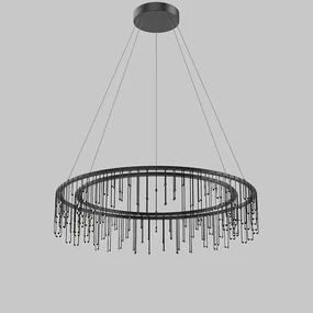 Lampadario A Sospensione Moderno Scintilla 2 Livelli Ottone Cromo Nero Led 49,6W