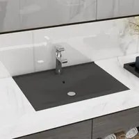 Lavabo con Foro Rubinetto Grigio Scuro Opaco 60x46 cm Ceramica 147027