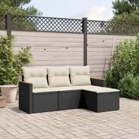 Set Divani da Giardino 4 pz con Cuscini Nero in Polyrattan 3225902