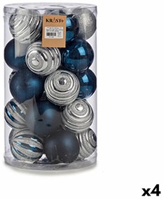 Set di palline di Natale Azzurro Argentato PVC Ø 8 cm (4 Unità)