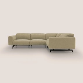 Sakura divano in piuma d'oca angolare REVERSIBILE in morbido tessuto fiammato impermeabile T14 beige