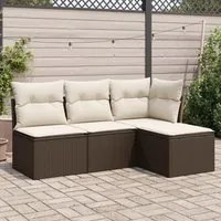 Set Divano da Giardino 4 pz con Cuscini Marrone in Polyrattan 3249342