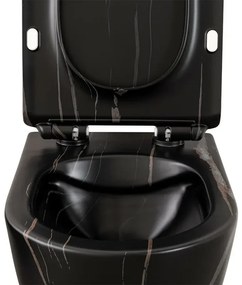 Sanitari sospesi Rimless effetto marmo nero con sedile Tokyo