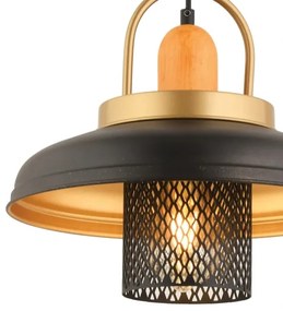 Lampadario a sospensione con cavo MONZA 1xE27/40W/230V Ø 32 cm nero/oro