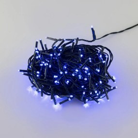 Catenaria Natalizia LED 8 GIOCHI DI LUCE 15m Cavo VERDE IP44 Luce BLU Colore Blu 460 - 465 °K