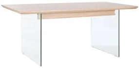 Tavolo da Pranzo DKD Home Decor Trasparente Marrone Chiaro Cristallo Legno di noce Legno MDF 180 x 90 x 76 cm