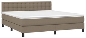 Letto a molle con materasso e led tortora 180x200 cm in tessuto