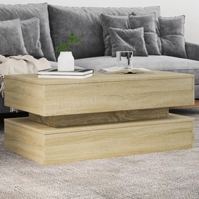 Tavolino Da Soggiorno Con Luci Led Rovere Sonoma 90x50x40 Cm /