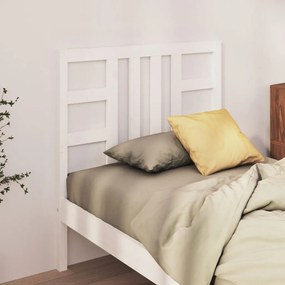 Testiera Per Letto Bianca 81x4x100 Cm İn Legno Massello Di Pino /