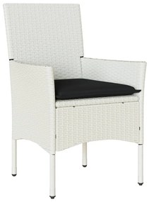 Sedie da giardino con cuscini 2 pz bianche in polyrattan