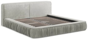Letto matrimoniale imbottito grigio chiaro con contenitore e rete inclusi 140x200 cm Keoni – Makamii