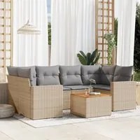 Set Divani da Giardino 7 pz con Cuscini Beige in Polyrattan 3224022