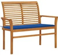 Panca da Giardino con Cuscino Blu Reale 112 cm in Legno di Teak cod mxl 45932