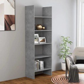 Libreria Grigio Cemento 60x35x180 Cm İn Legno Multistrato /