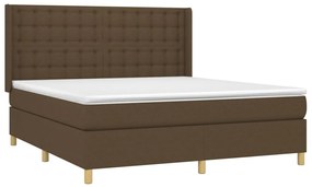 Letto a molle materasso e led marrone scuro 160x200 cm tessuto