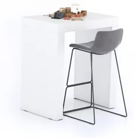 Tavolo Alto Evolution 90x60, Bianco Frassino con Due Gambe