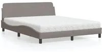 Letto con Materasso Tortora 160x200 cm in Tessuto 3208428