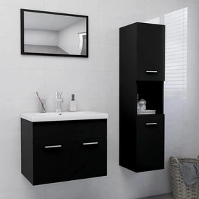 Set Mobili Da Bagno Nero İn Legno Multistrato /