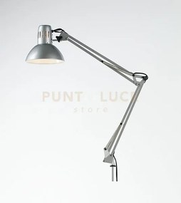 Lampada da tavolo in metallo colore argento orientabile attacco e27...