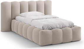 Letto singolo imbottito marrone chiaro con contenitore con rete inclusa 90x200 cm Lupine – Micadoni