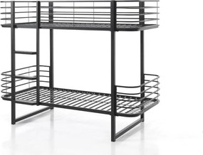 Letto da bambini a castello nero in metallo con rete inclusa 90x200 cm Oscar – Vipack