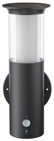 Applique Solare Nera in Acciaio con Sensore di Movimento IP54 Colore Bianco Naturale 4.000K