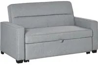 Divano Letto 2 Posti 154x87x89 cm in Tessuto Grigio