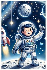 Quadro su tela – Sogni spaziali di un piccolo esploratore