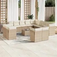 Set Divani da Giardino 14pz con Cuscini in Polyrattan Beige 3250397