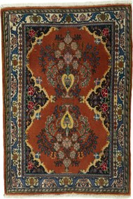 Malayer Tappeto 60x90 Rosso (Iran) Annodato A Mano