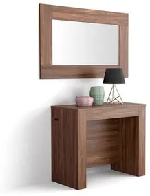 Tavolo Consolle Allungabile con porta prolunghe Easy, Noce Canaletto