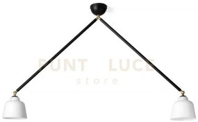 Neoretro sospensione grande 2 luci snodabile struttura nera diffuso...