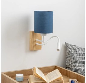 Brilagi - Applique a LED NUBILA WOOD 1xE27/25W/230V+ LED/3W quercia/blu scuro