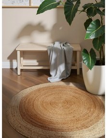Tappeto rotondo di colore naturale in iuta reversibile e tessuto a mano ø 160 cm Jutta Gold – Hanse Home