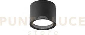 Plafoniera tower nera tonda 1 luce attacco gx53 ip54 9x7,2cm