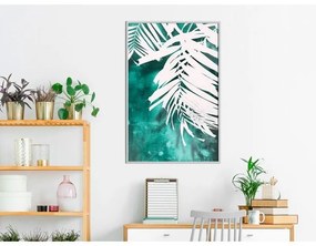 Poster White Palm on Teal Background