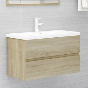 Mobile con lavabo integrato rovere sonoma in legno multistrato