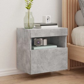 Mobili Tv A Parete Con Luci Led 2pz Grigio Cemento 40x30x40 Cm /