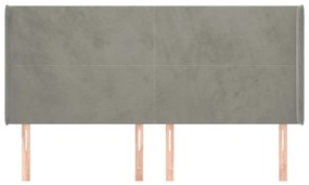 Testiera ad orecchio grigio chiaro 203x16x118/128 cm in velluto